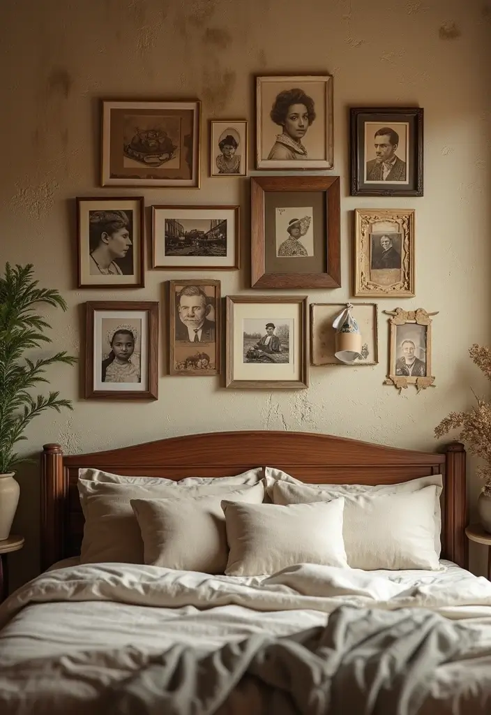 25 Bedroom Picture Wall Ideas That Tell Your Story - 8. Vintage Collage