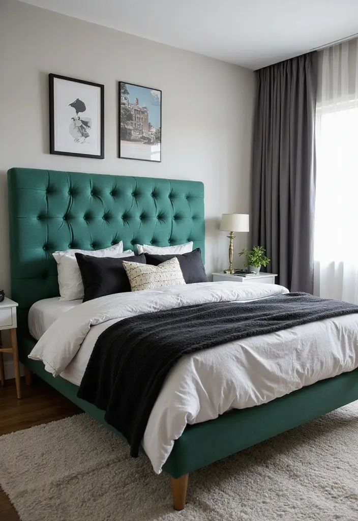 25 Green Headboard Bedroom Ideas That Make a Chic Statement - 3. Modern Geometric Shapes