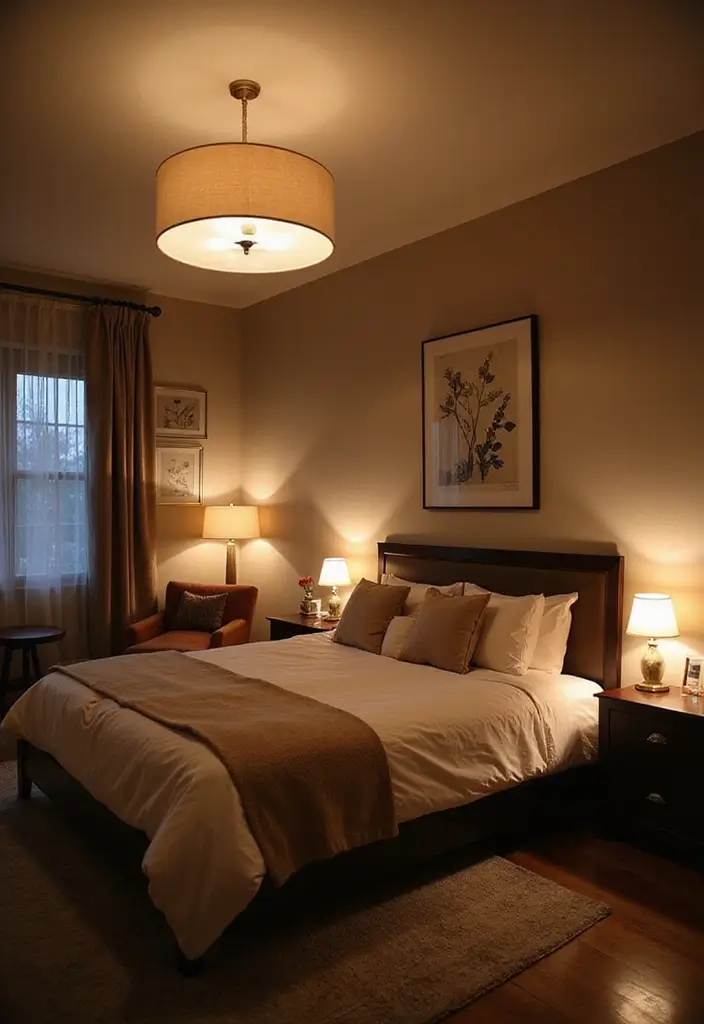 26 Smart 11x11 Bedroom Layout Ideas for Perfect Balance & Flow - 5. Layered Lighting